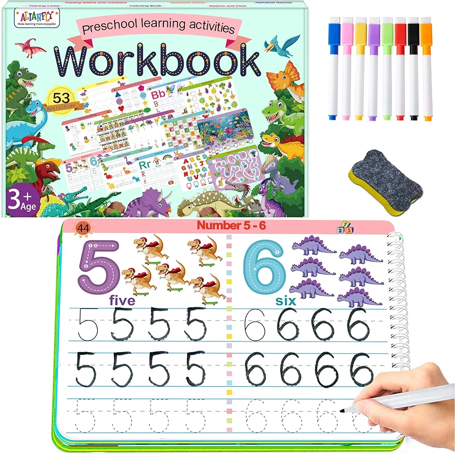 Preschool Learning Activities Educational Workbook - Toddler Prek Montessori Handwriting Practice Activity Tracing Toys Busy Book for Kids, Autism Learning Materials and ABC Learning Book