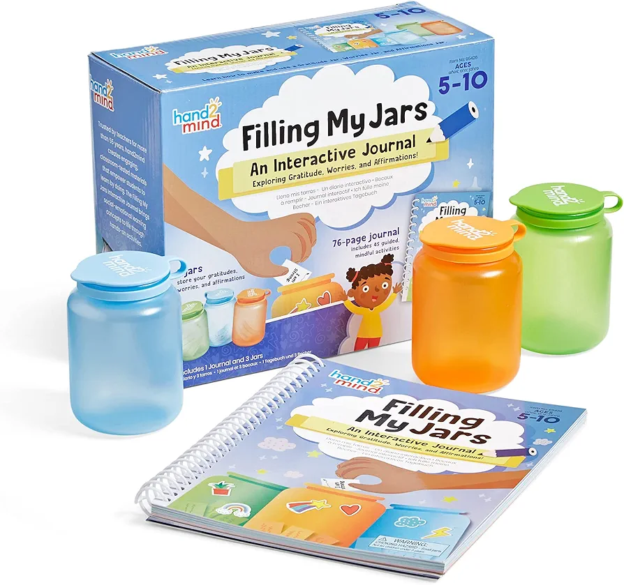 hand2mind Filling My Jars Interactive Journal, Kids Gratitude Journal, Positive Affirmations for Kids, Growth Mindset for Kids, Mindfulness for Kids, Social Emotional Learning Activities