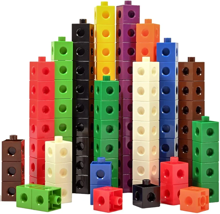 edxeducation Linking Cubes - Set of 100 - Connecting and Counting Snap Blocks for Construction and Early Math - For Preschool and Elementary Aged Kids