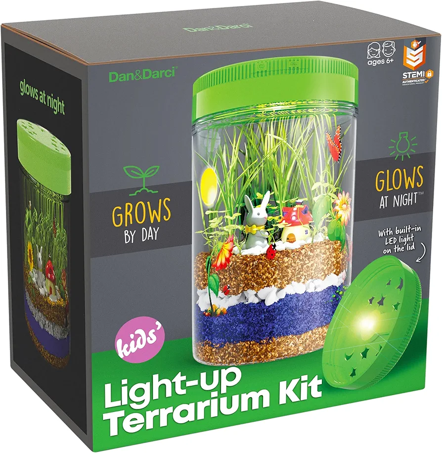 Light-Up Terrarium Kit for Kids - STEM Science Kits - Gifts for Kids - Educational DIY Kids Toys for Boys & Girls - Crafts Projects Ideas for Ages 6 7 8-12 Year Old Age