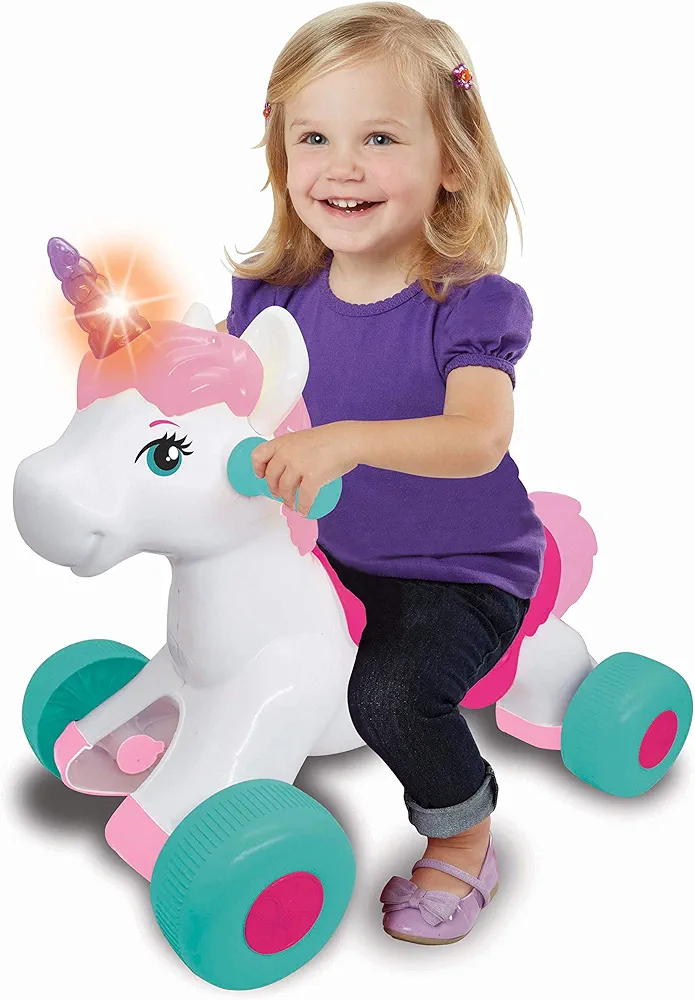 Kiddieland Light N Sounds Magical Ride-on Unicorn 22inchesx13.50inchesx18inches