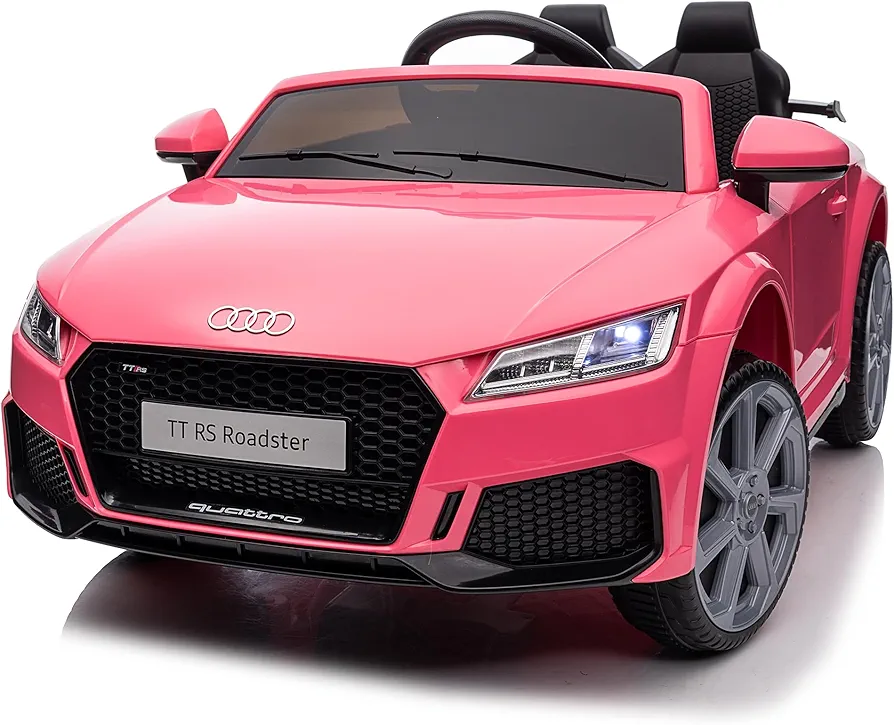 Electric Ride on Car for Kids, Licensed Audi 12V Kids Ride-on Toy for Toddlers 2-5 Year Old Girls with Remote, Bluetooth - Pink