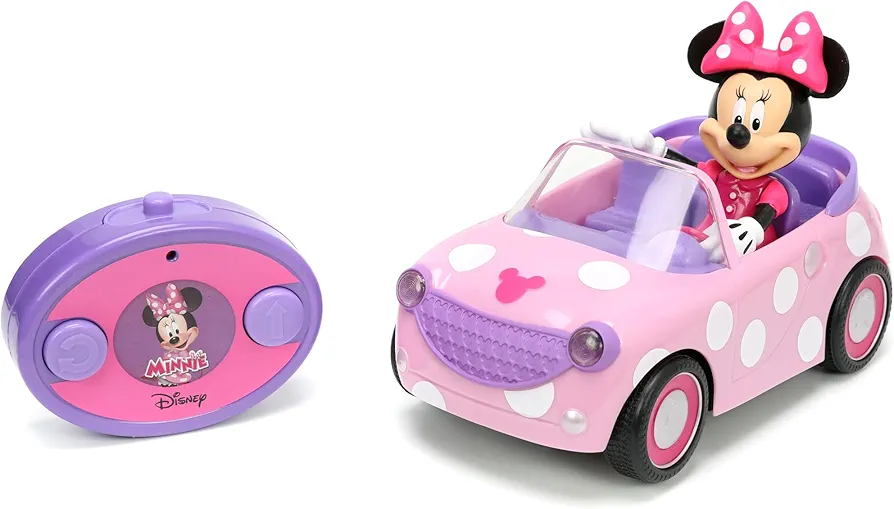 Disney Junior Minnie Mouse Roadster RC Car with Polka Dots, 27 MHz, Pink with White Polka Dots, Standard (97161)