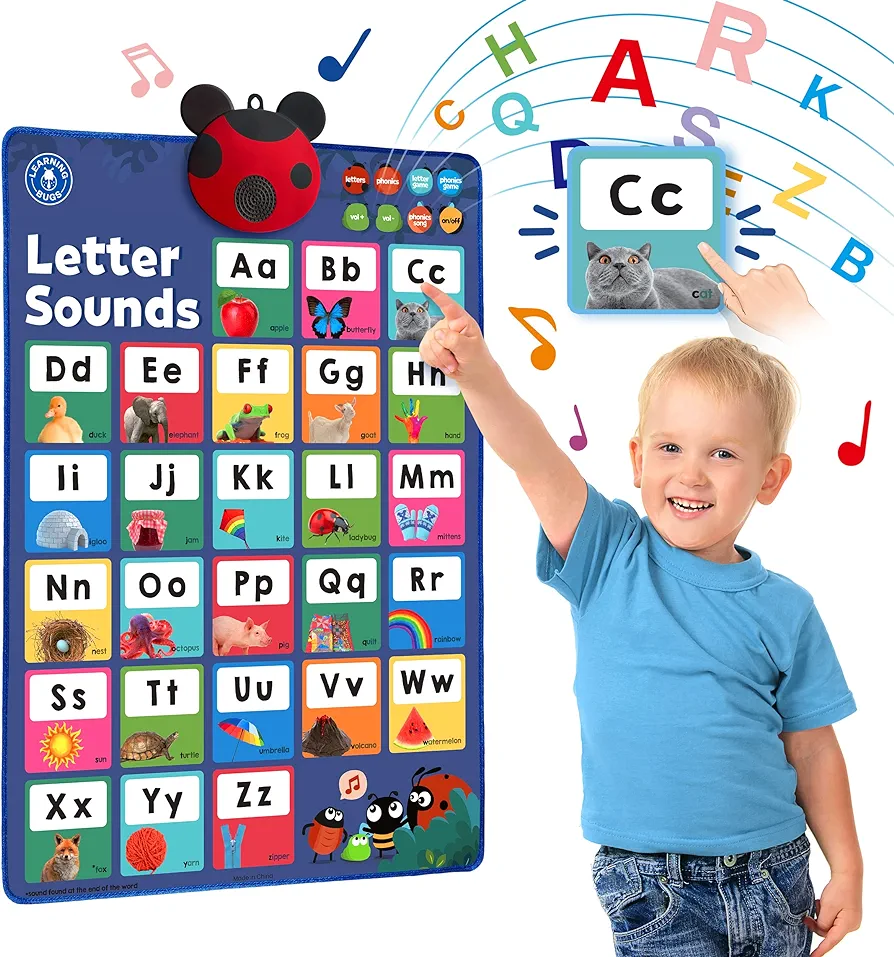 Press to Learn Phonics, Interactive Letters and Sounds Talking Poster, Preschool & Kindergarten Learn to Read, Ages 3+