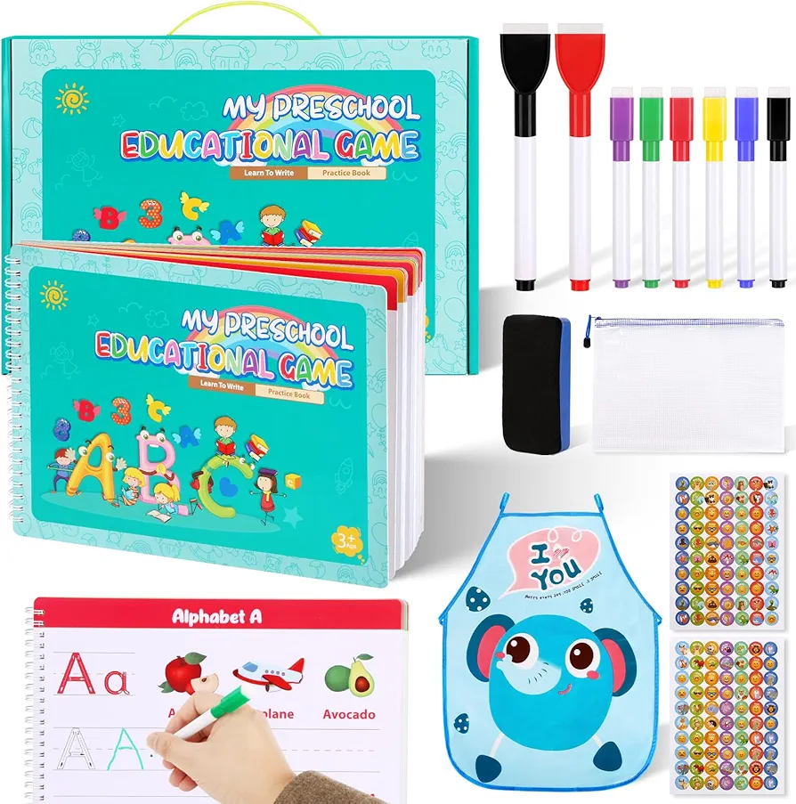 TuDou Preschool Learning Activities Educational Workbook Preschool Handwriting Tracing Books Autism Learning Materials Alphabet Learning Toys Prek Workbooks Montessori Busy Book for Kids Ages 3-6