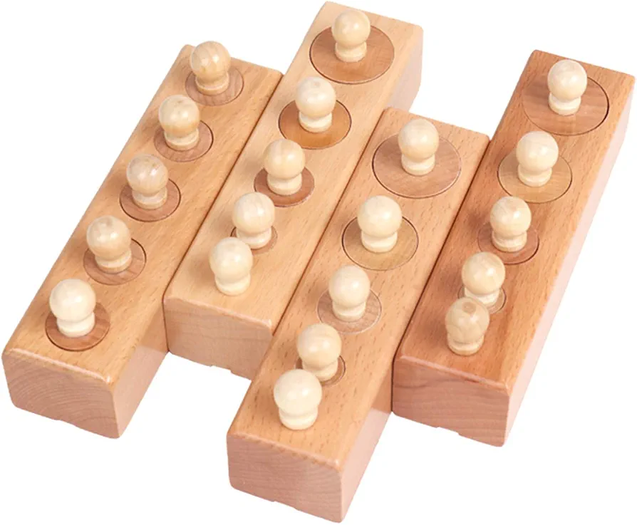 Thoth Montessori Knobbed Cylinder Socket Montessori Materials Wooden Cylinders Ladder Blocks Educational Wooden Toy Montessori Education Toy Family Version