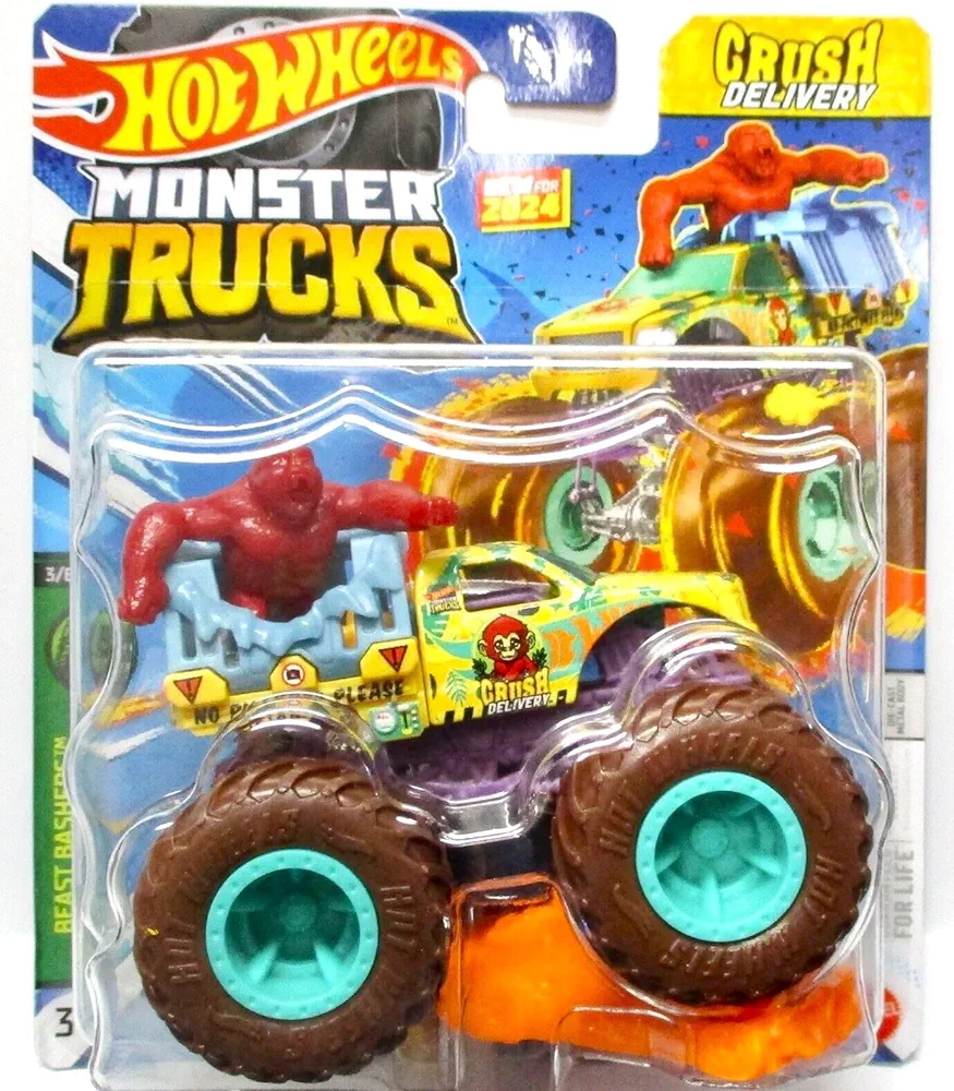 Hot Wheels Monster Trucks New for 2024 1:64 Scale (Crush Delivery 3/6 Beast Bashers)