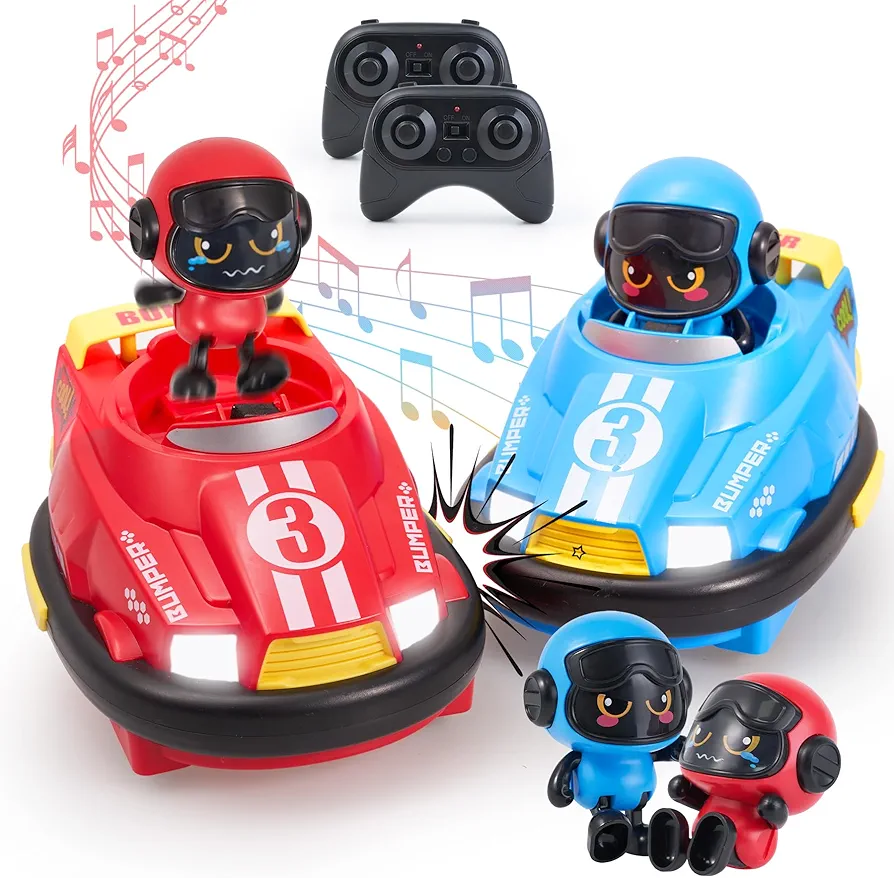 Toddler Remote Control Car for Kids, 2pk RC Ejecting Bumper Car, Boys Remote Control Car Set with Music and LED Lights, Bumper Car Toy of 2 Pcs Birthday Gifts for 12+ Months Toddler Girls Boy Toys