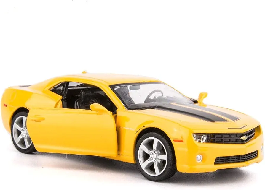 1/36 Scale Chevrolet Camaro Casting Car Model, Camaro Bumblebee Zinc Alloy Toy Car for Kids, Pull Back Vehicles Toy Car for Toddlers Kids Boys Girls Gift (Yellow)