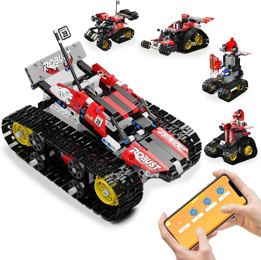 5 in 1 STEM Robot Building Kit,410 PCS Blocks RC Robot/Tracked Car/Tank for Kids Ages 8-12 Science Learning, DIY Educate Gift Set for 6 7 9 10 11 13 Years Old for Boys & Girls