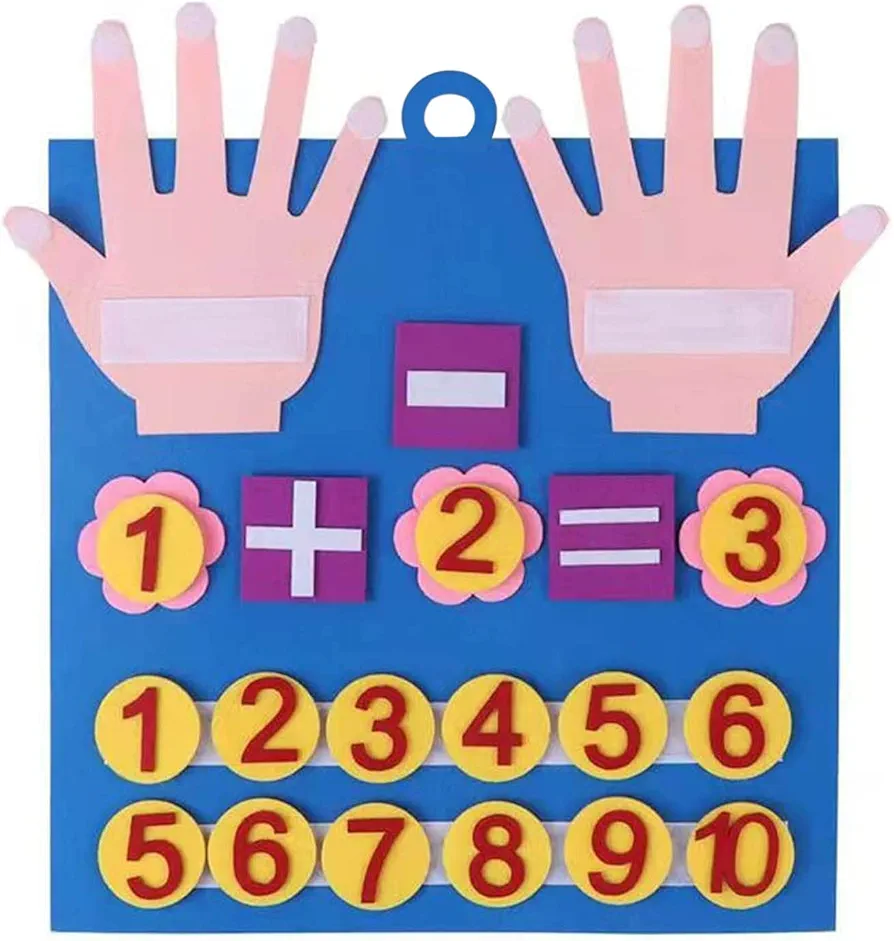 Felt Board Finger Numbers Counting Toy, Number Counting Toy for Kids, Children Teaching Aids Children Early Education Toys Felt Hand Number Math Toy, Kids Montessori Toy for 2-7 Years Old Toddlers