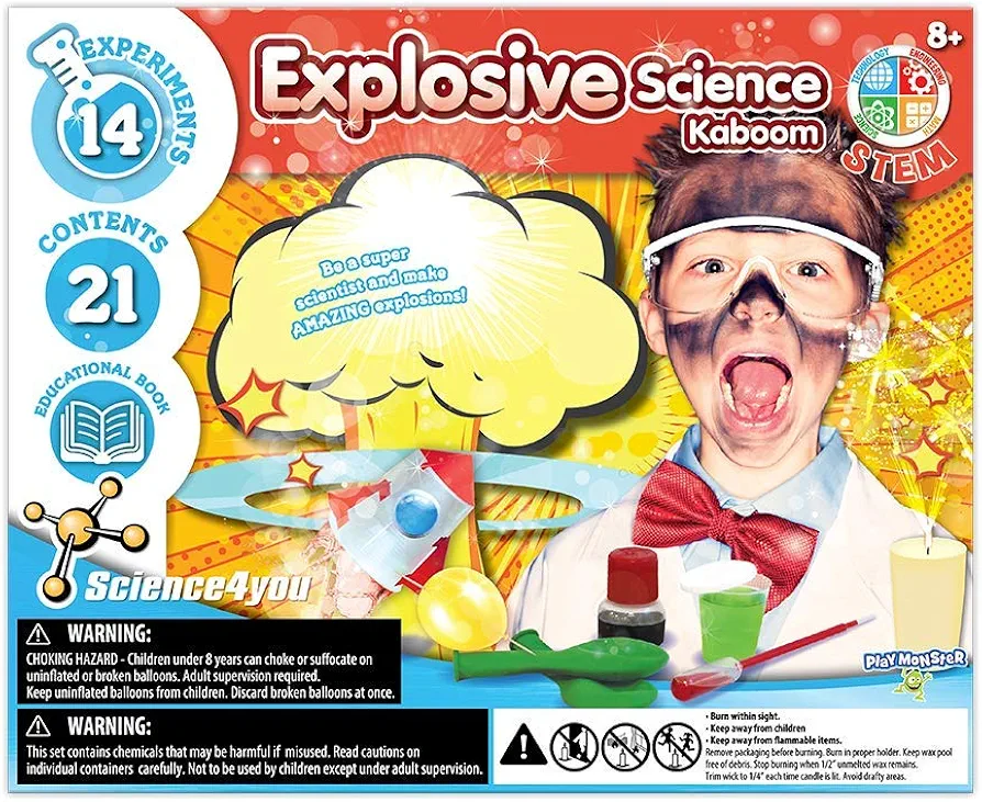 PlayMonster Science4you — Kaboom-Explosive Science — 14 Explosive Experiments About Chemistry — Fun, Education Activity — for Kids Ages 8+