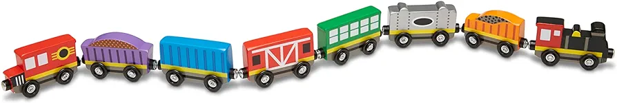 Melissa & Doug Wooden Magnetic Train Cars - 8 Piece Educational and Skill-Building Wooden Toy for Boys and Girls