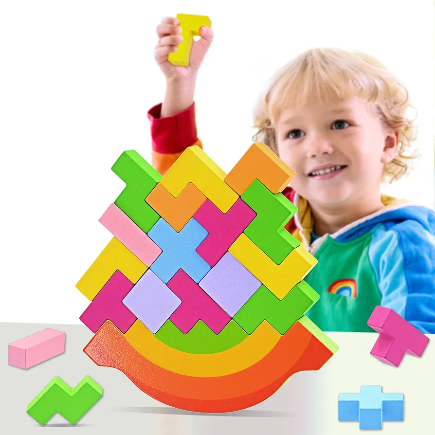 Balance Blocks Montessori Toys for Toddlers, Education for Fine Motor Skills - Sorting & Matching