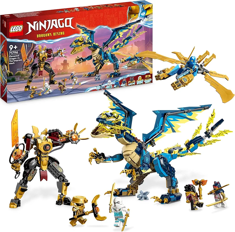 LEGO 71796 Ninjago The Elemental Dragon Against Empress' Robot Large Construction Toy for Christmas, with Figures and 6 Ninja Minifigures, Collectible Set, Kids Gift