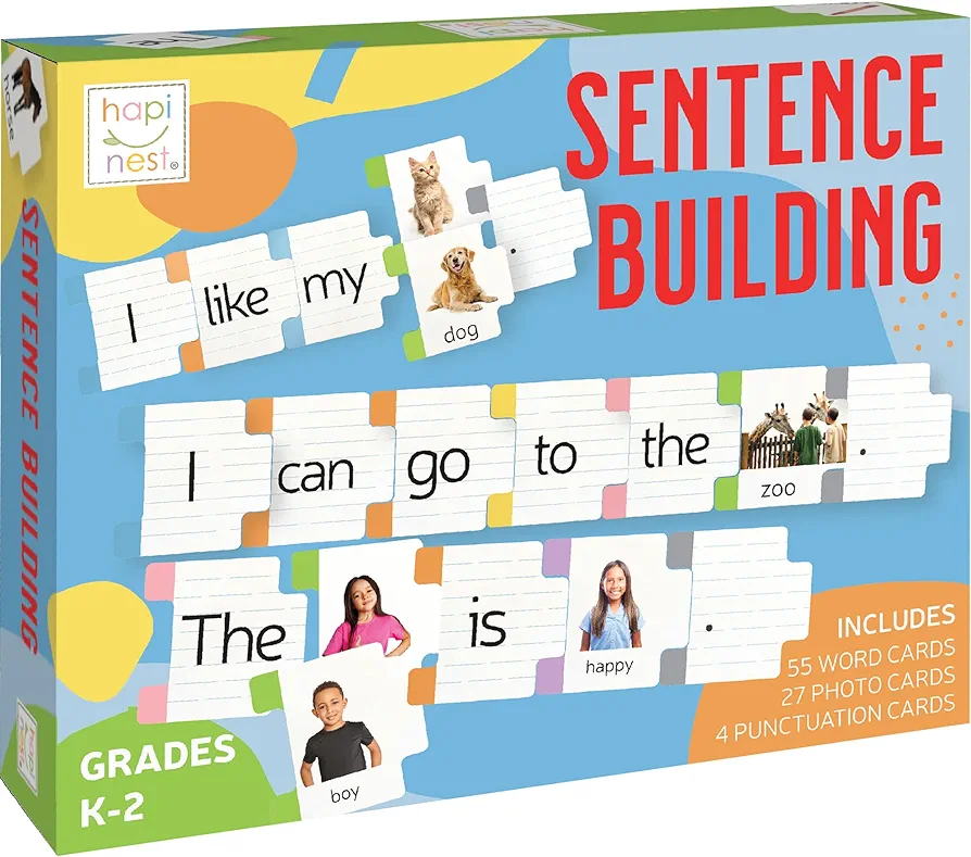 Hapinest Sentence Building Learning Game for Kids | Grammar Reading and Speech Therapy Activities | Kindergarten 1st Grade Special Education Classroom Must Haves for Teachers and Homeschool