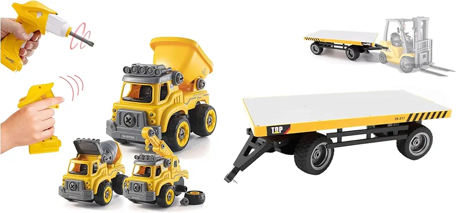 Top Race 3-in-1 Construction Vehicle with Remote Control and Kids Forklift Slab Attachment TR-216 for Truck Carrier, Heavy Metal Carries More Than 26 Lbs (TR-217)