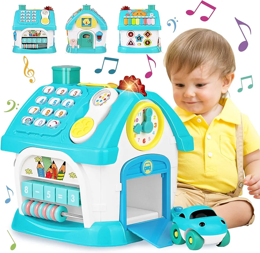 Aitbay Toys for 1+ Year Old Boy Gifts: Baby Musical Toys 12-18 Months 8-in-1 Multi-Functional House - Educational Learning Toys for Toddlers Age 1-3 - First Birthday Gifts Boys Girls