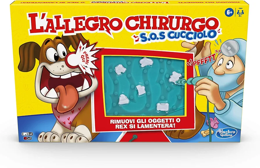 Hasbro Gaming - The Cheerful Surgeon S.O.S. Puppy, Game in Box with Sounds