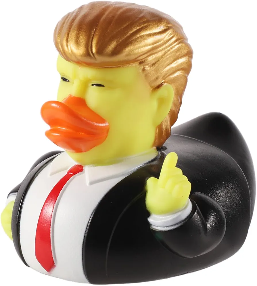 Trump Ducks, 3.94x3.45in Funny Trump Rubber Squeak Rubber Bath Toys Baby Bath Duck Trump Bath Toy Baby Rubber Duck for Baby Shower Time Car Decoration(Big-Back Hairstyle)