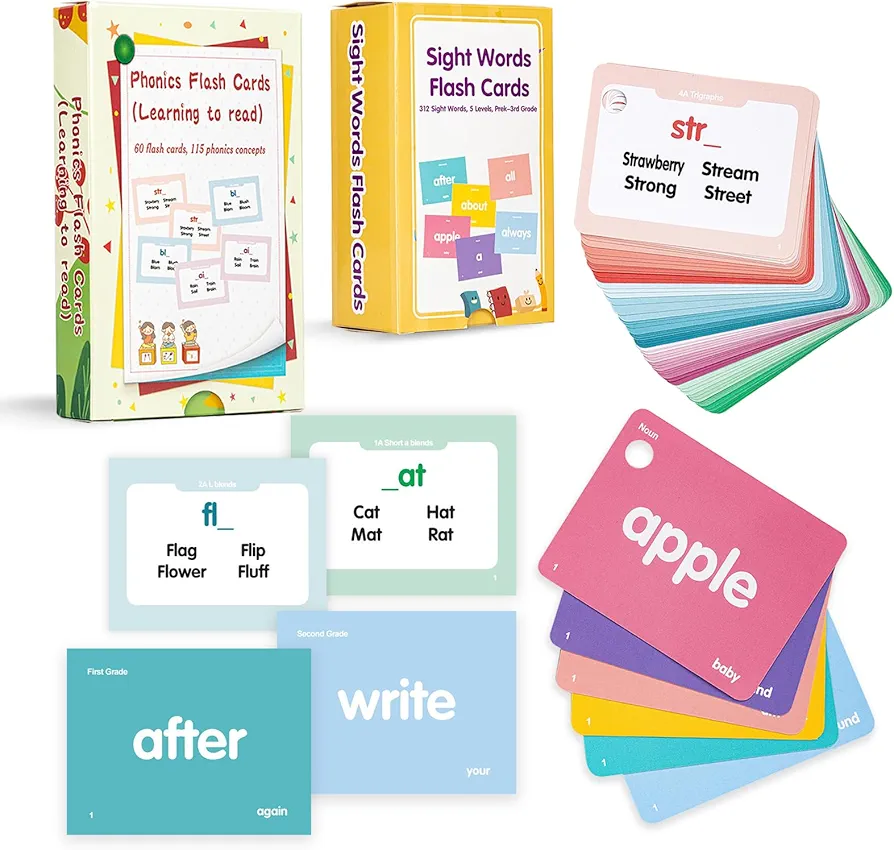 Sight Words Flash Cards Kindergarten, Phonics Games for Kids Ages 3-8, Dolch & Fry High Frequency Learn to Read Blends Vowel Sounds for Boys Girls 1st,2nd,3rd,4th,5th Grade