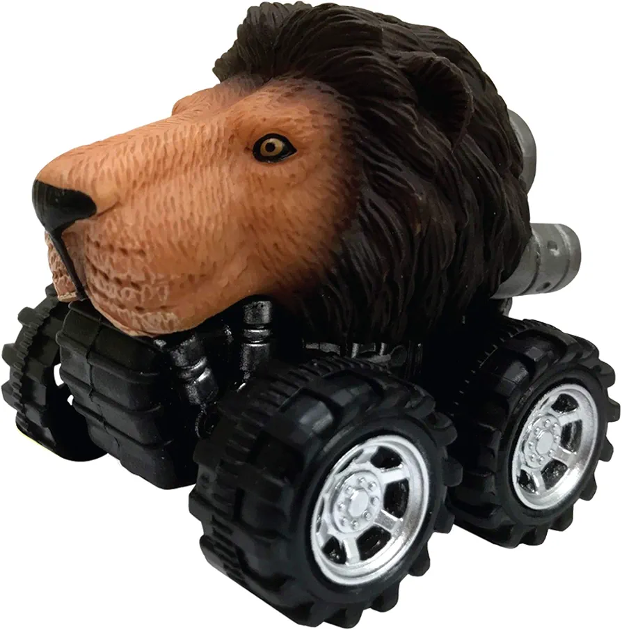 Lion from Deluxebase. Friction powered monster truck toys with cool animal riders, great car toys and Lion toys for boys and girls