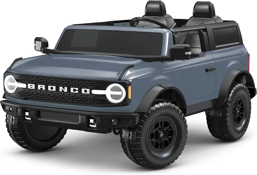 Kid Trax 12V Ford Bronco Ride-On Toy for Ages 3-7, Battery Powered, LED Headlights, FM Radio, MP3, Horn, 2-Seater, Max Weight 130 lb, 2 Speeds, Electric Car for Kids, Kids Ride on Toys, No Remote