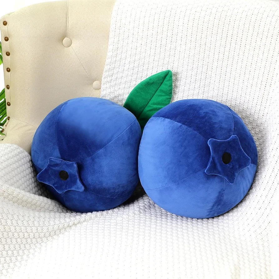 Decorative Blueberry Plush Cute Fruit Plush Pillow Kawaii Hugging Plushies Gift Soft Novelty Pillow Toy Cushion Seat Decor for Kids Girl Home