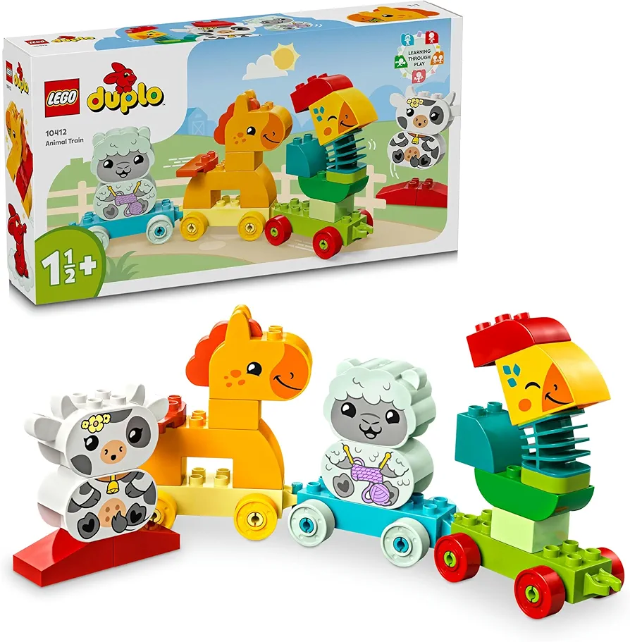 LEGO My First Duplo Animal Train Toy with Wheels for Babies, Animals to Build with Creativity, Children's Educational Game, Birthday Gift for Children 1.5 Years and Over 10412