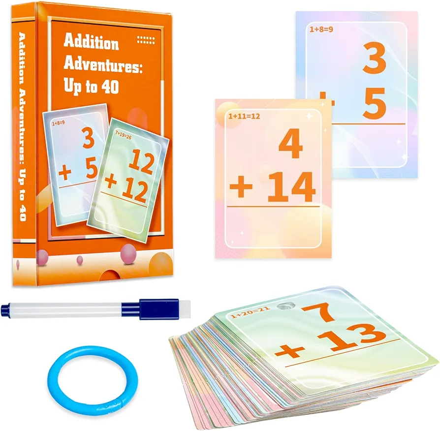 Addition Flash Cards and Math Facts Flashcards for Kids Ages 4-12, Math Facts Addition Games for Kid,Classroom Learning Materials for 1st, 2nd, 3rd, 4th, 5th Grade