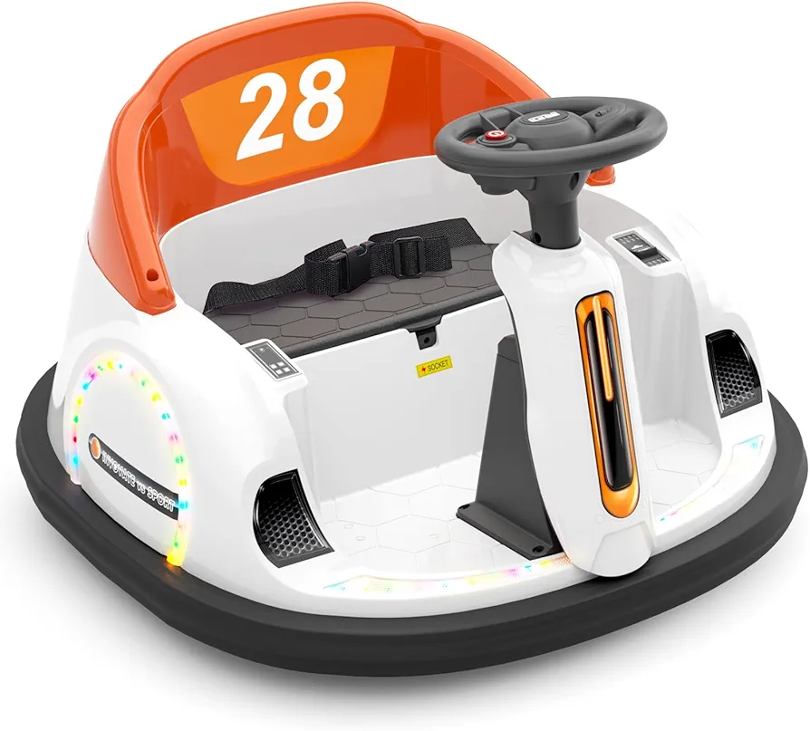 XJD Baby Bumper Car, Remote Control 12V Baby Electric Ride On Toy Built-in MP3 and USB Interface, Colorful LED Light Strip, 360 Degree Spin Toddler Bumper Car