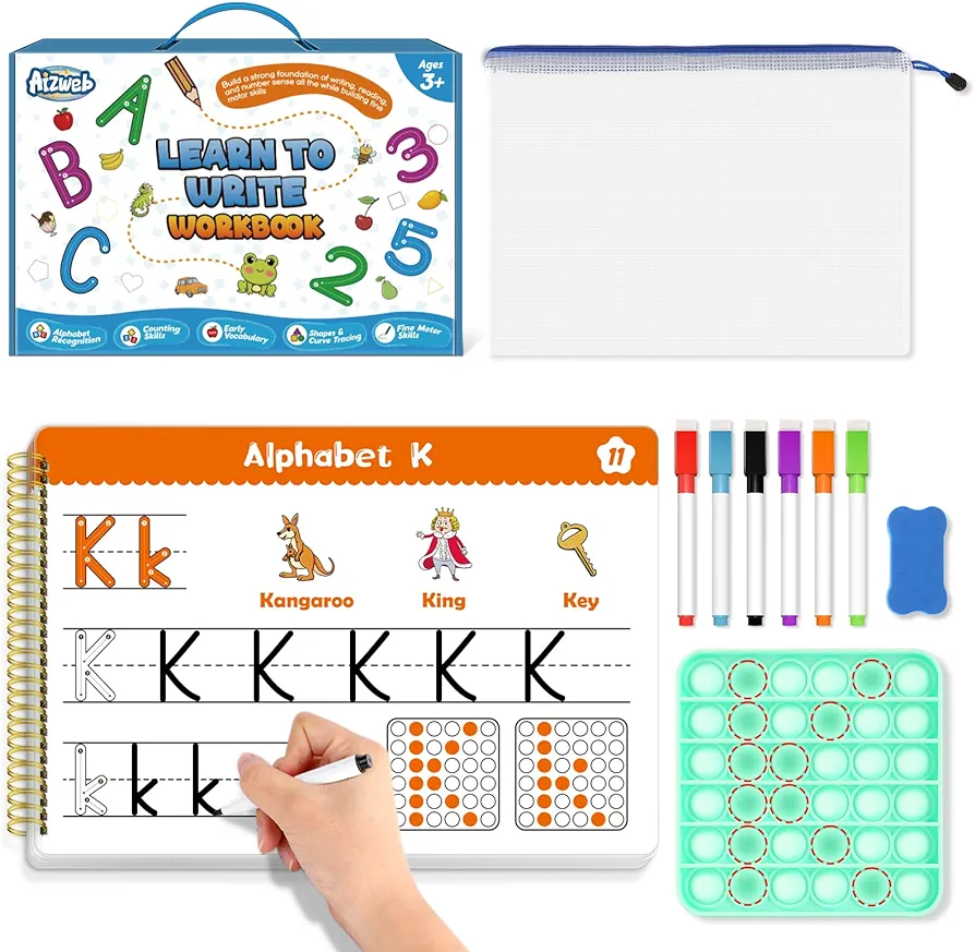 Handwriting Practice for Kids,Learn to Write,Pre k Toddler Preschool Kindergarten Learning Activities,Number Shape Letter Tracing Writing Workbook,ABC Alphabet Autism Montessori Toys