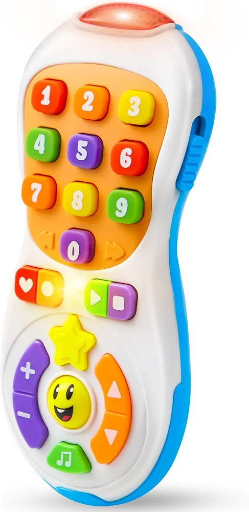 JOYIN Baby Toys 6-12 Months - TV Remote Control Toy with 40+ Music and Learning Phrases & Volume Control, Fun Toddler Learning Gifts for 1 2 3 Year Old Girls Boys Toys