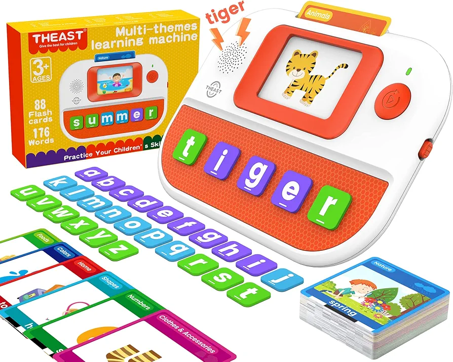 ThEast Learning Educational Toys for Kids 1st 2nd Grades, Talking Flash Cards with 176 Sight Words, Alphabet Spelling Games for 3 4 5 6 7 8 Years Old, Speech Therapy Materials, Holiday Birthday Gifts