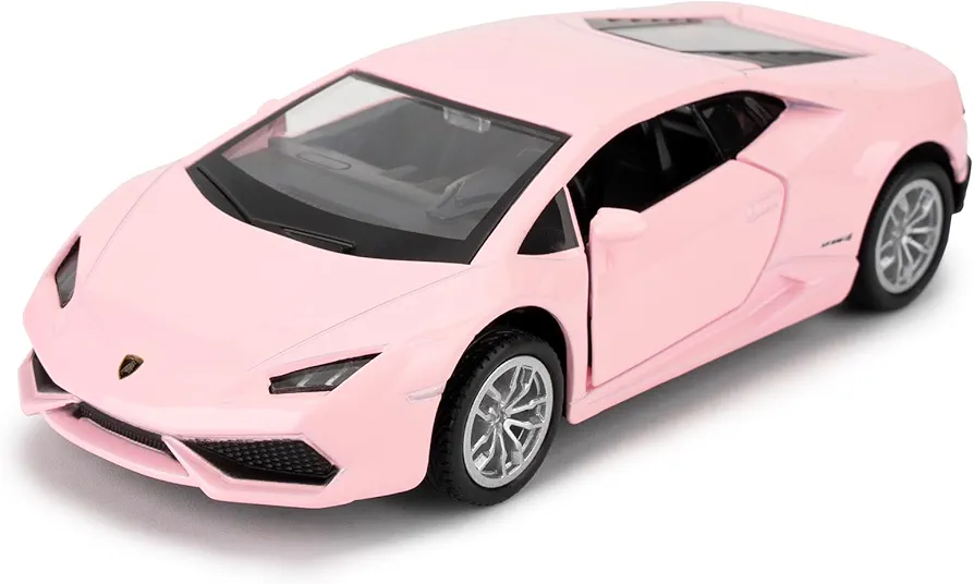 1/36 Scale Lamborghini Huracan LP610-4 Casting Car Model, Zinc Alloy Toy Car for Kids, Pull Back Vehicles Toy Car for Toddlers Kids Boys Girls Gift (Pink)