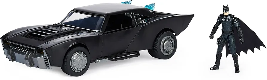 DC Comics, Batman Batmobile with 4” Batman Figure, Lights and Sounds, The Batman Movie Collectible, Kids Toys for Boys and Girls Ages 4 and up