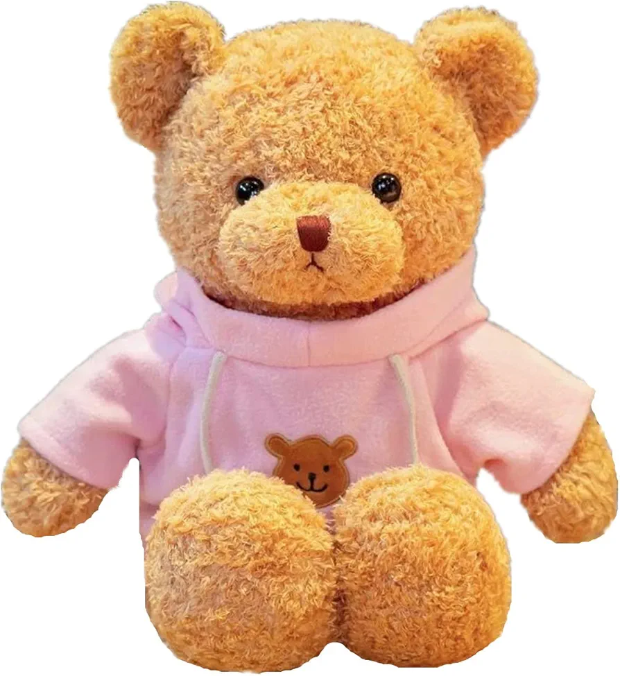 11.8 inches Teddy Bear Stuffed Animals Soft Plush Cute Teddy Bear with Hoodie Doll for Boys Girls (Pink)