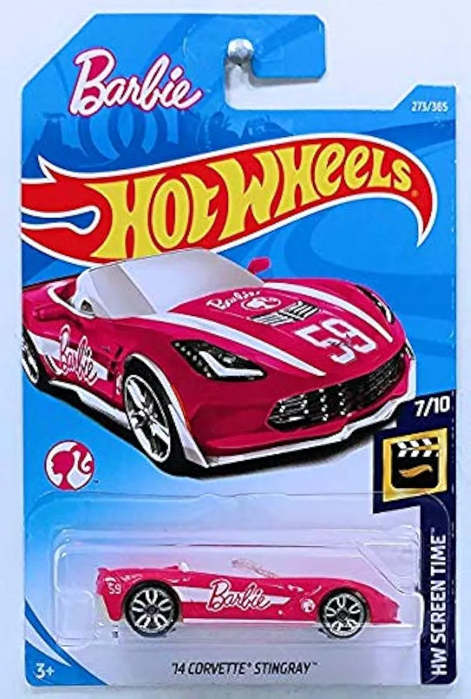 Hot Wheels 2018 Barbie Car Hw Screen Time 7/10 - '14 Corvette Stingray (Pink)