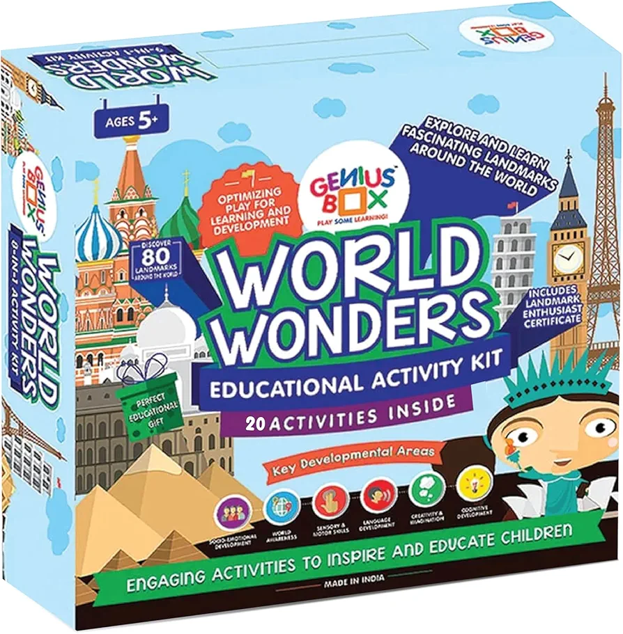 Genius Box World Wonders Toddler kit | 5 in 1 Creative DIY Activity Kit | Puzzles Game for Over 5 Years Kids | Education Activities Game | Fun Learning Toys | Education Toys Gift