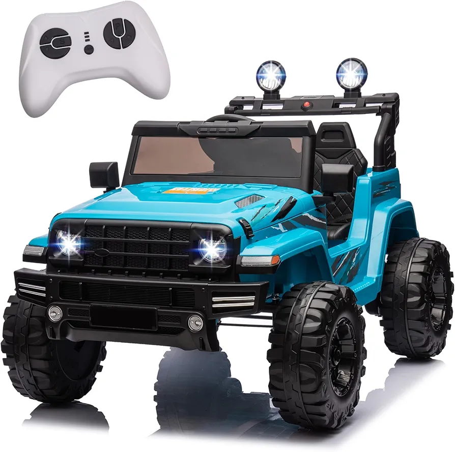 FINITO 24V Battery Powered Electric Vehicle Toy w/Remote Control Ride on Toy for 3+ Years Boys Girls 4 Wheeler Kids Electric Toy Car with Radio LED Lights (Blue)…