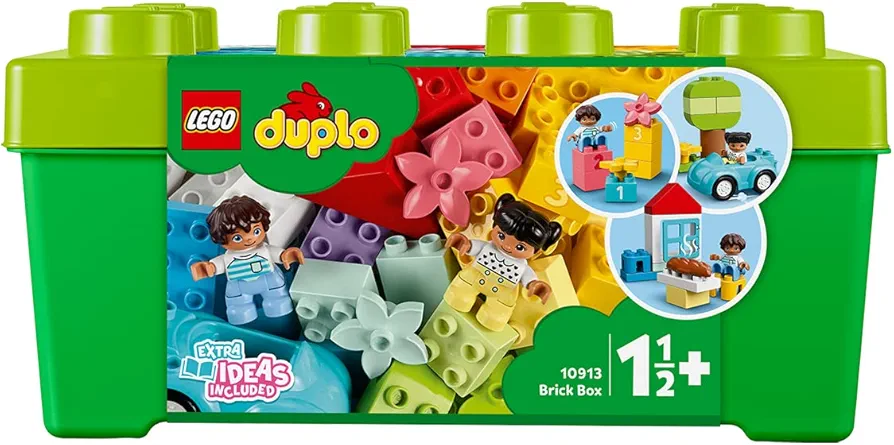 LEGO Duplo Brick Box, Educational Game for Babies 18 Months, Building Set with Car, Figures and Toy Flowers, Gift for Boys and Girls 1.5 Years Old and Up 10913