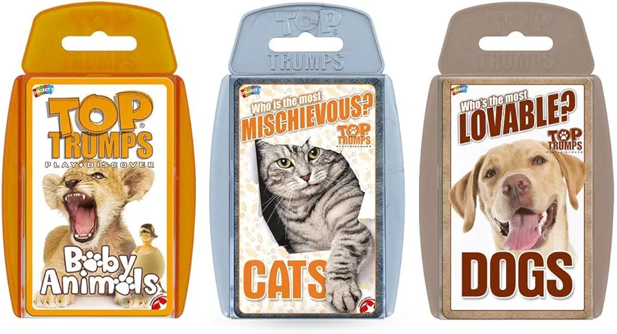 Top Trumps Cute Animals Bundle Card Game, Learn about Baby Animals, Cats and Dogs, educational travel pack, gift and toy for boys and girls aged 6 plus