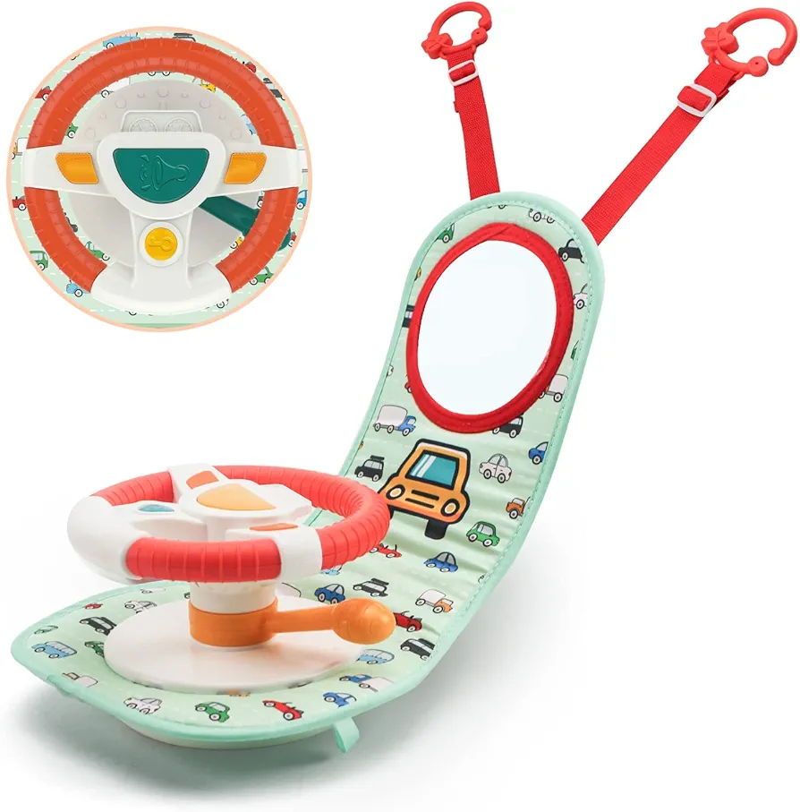 Musical Car Wheel Baby Toys, in-Car Wheel Musical Activity Play Center for Baby's Travel Companion Entertain and Relax Easier Drive with Sounds and Lights