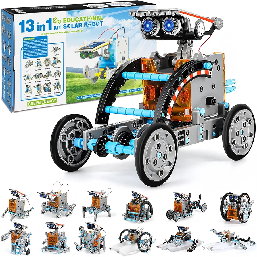 13-in-1 STEM Projects Solar Robot Toy for Kids Ages 8 9 10 11 12 Years Old, Building Science Educational Toys Birthday Gift for Kids Boys Girls (Grey)