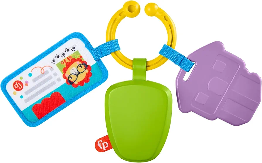 Fisher-Price Hit The Road Activity Keys, take-Along Baby Rattle and Teething Toy with Mirror