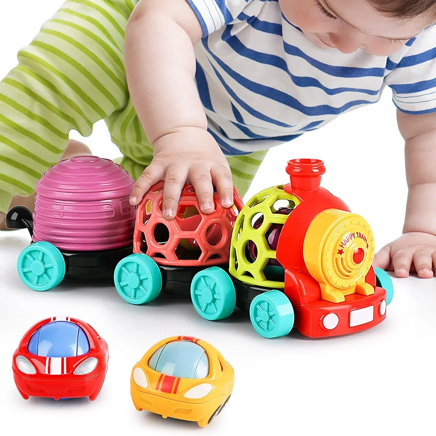 iPlay, iLearn Baby Toy Train, Infant Soft Cars for 6-12 Month Boy, Musical Push N Go Truck, Toddler Sensory Ball Rattle, Development Grasp Babies Birthday Gift 7 8 9 10 18 Month 1 2 Year Old Girl