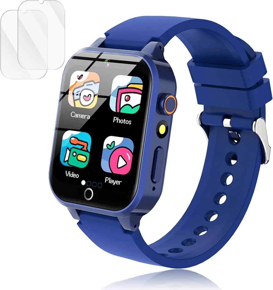 Smart Watch for Kids, with 26 Puzzle Games, Touch Screen, HD Camera, Alarm Clock, Toys for Ages 4-12 Years Old.Birthday Gift for Boys Girls (Blue)