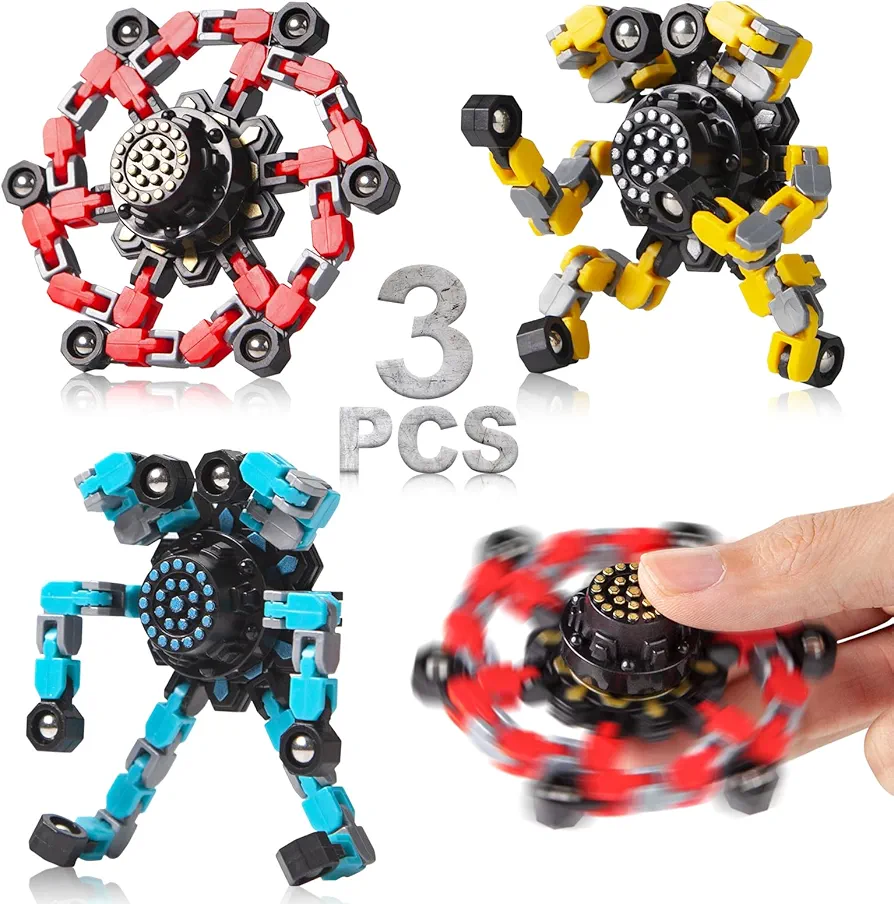 Transformable Fidget Spinners 3 Pcs for Kids and Adults Stress Relief Sensory Toys for Boys and Girls Fingertip Gyros for ADHD Autism for Kids