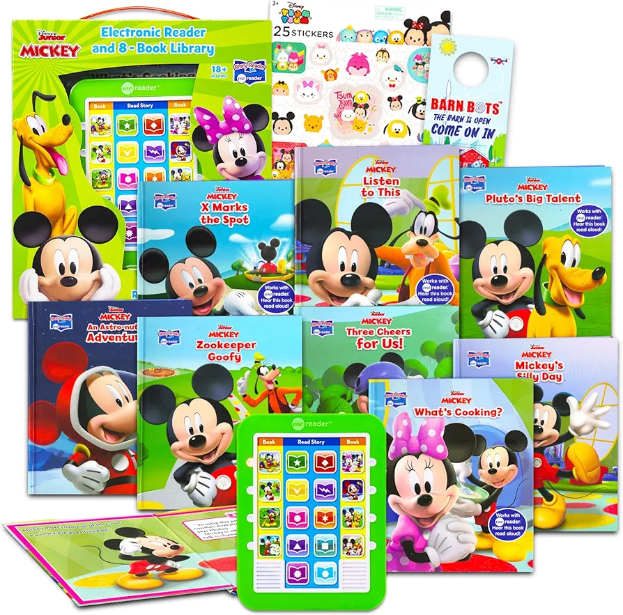 Mickey Mouse Me Reader Electronic Reader 8 Book Bundle - Mickey Mouse Clubhouse Books for Toddlers, Kids Featuring Mickey, Minnie, Donald, and More with Stickers | Mickey Learning Toys