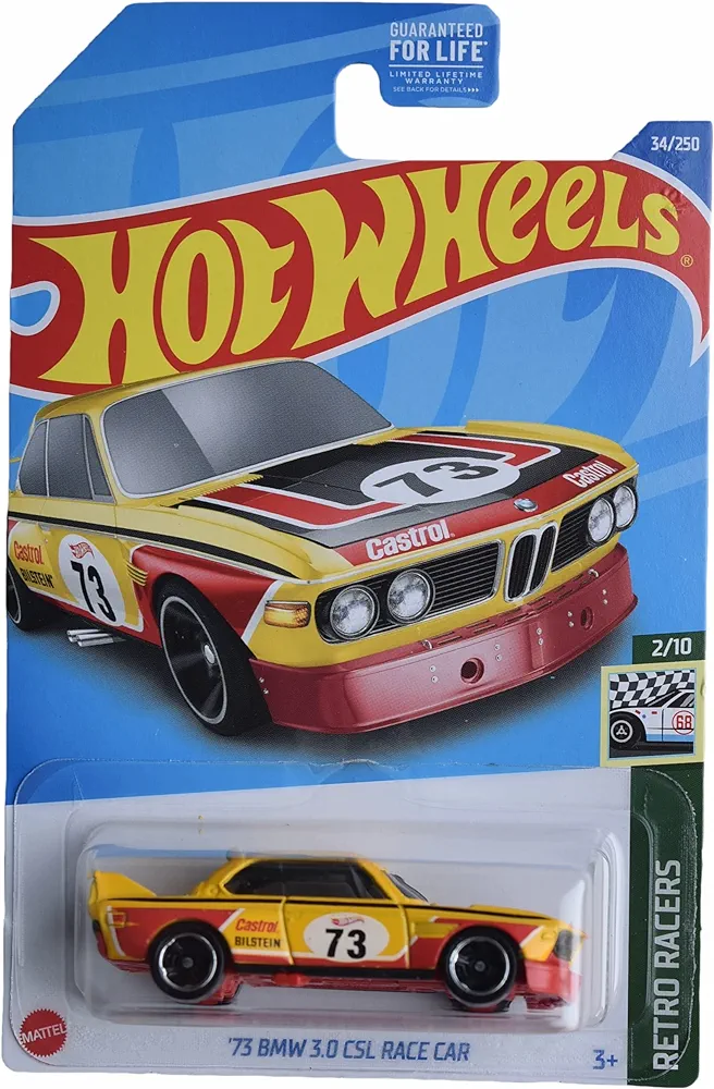 Hot Wheels '73 BMW 3.0 CSL Race Car, Retro Racers 2/10 [Yellow]